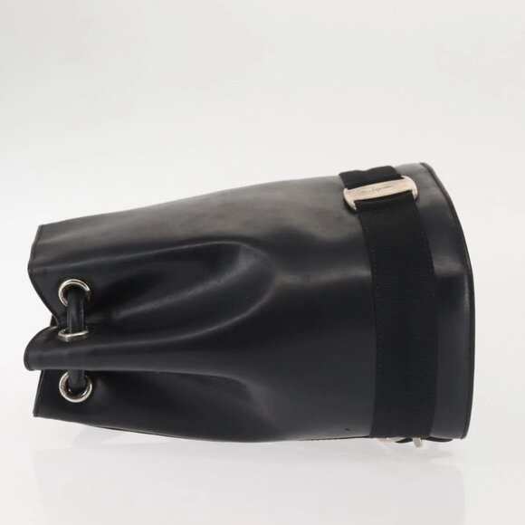 Salvatore Ferragamo Vala Backpack Leather Black Silver Auth bs29472 - Picture 6 of 16